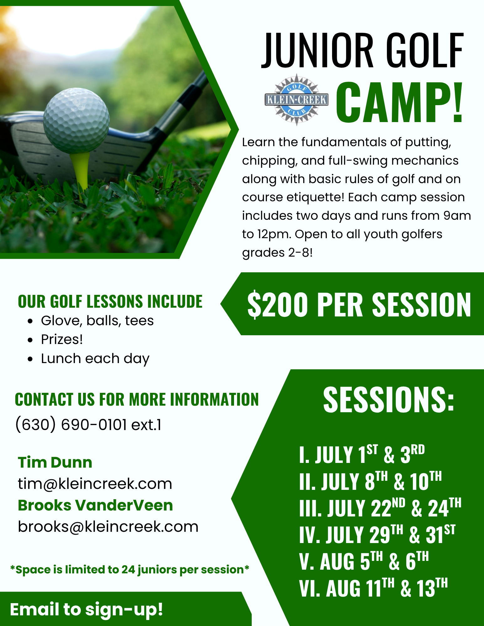 2025 Junior Golf Camp Flyer 2