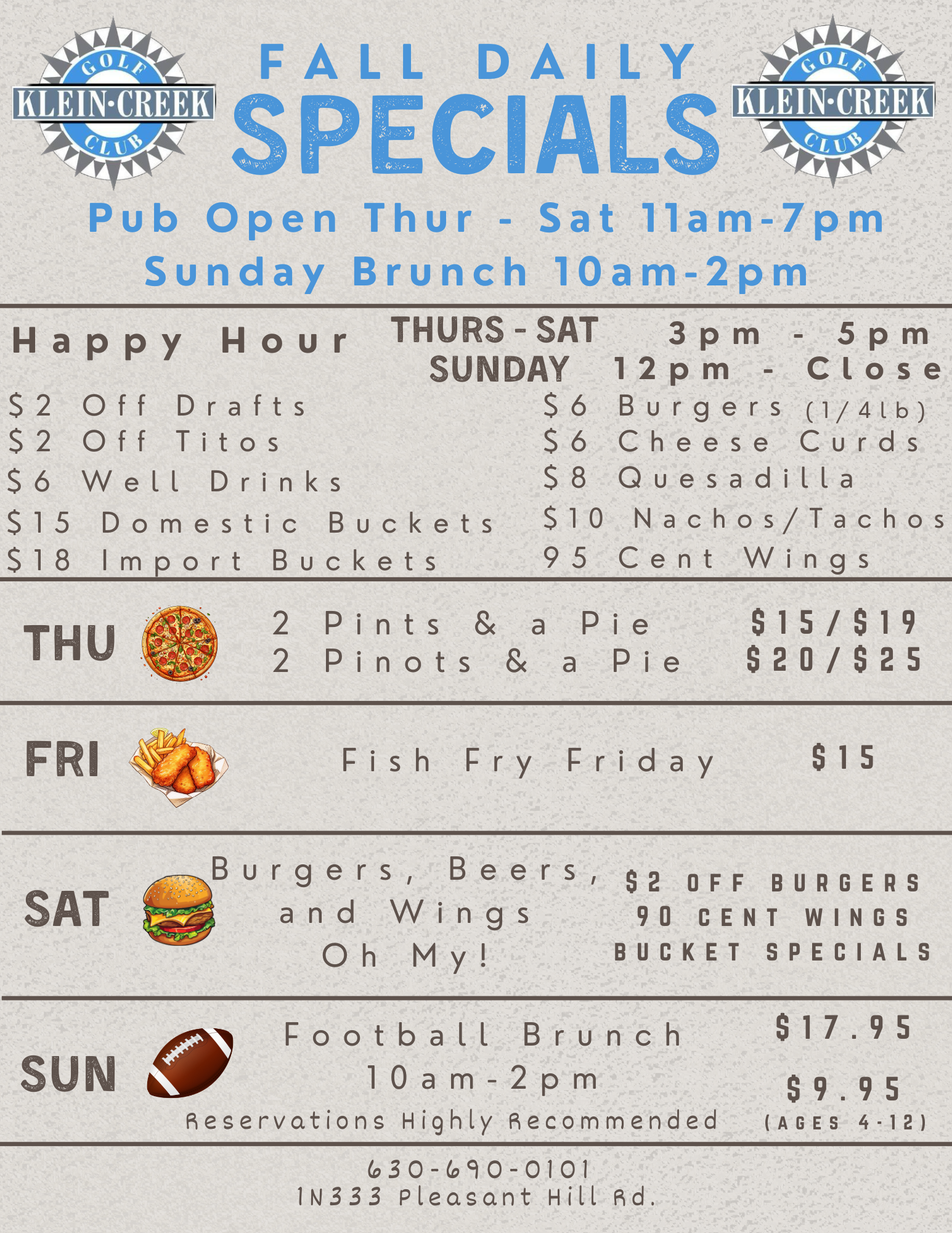 Fall Daily Specials w happy hour